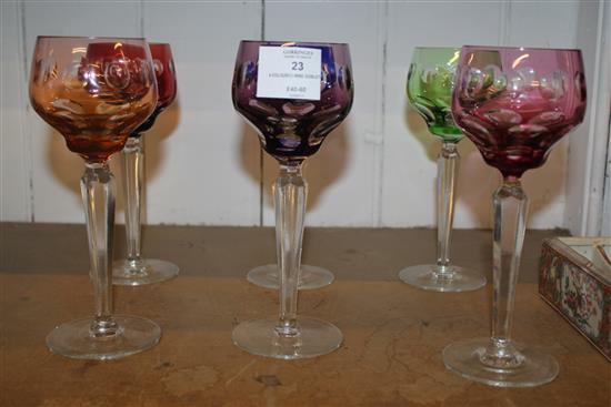 6 coloured wine goblets